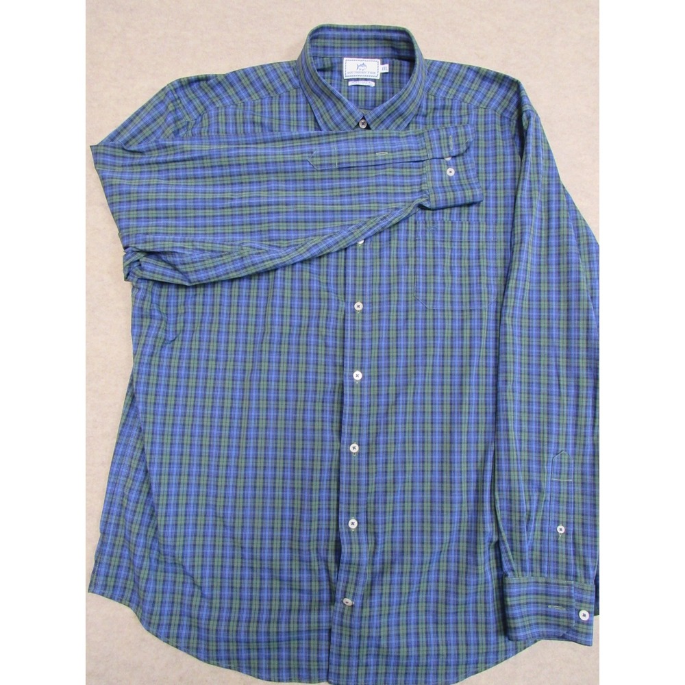 Southern Tide Intercoastal Shirt Mens XXL Blue Green Plaid Nylon Stretch 20714 - Picture 2 of 8